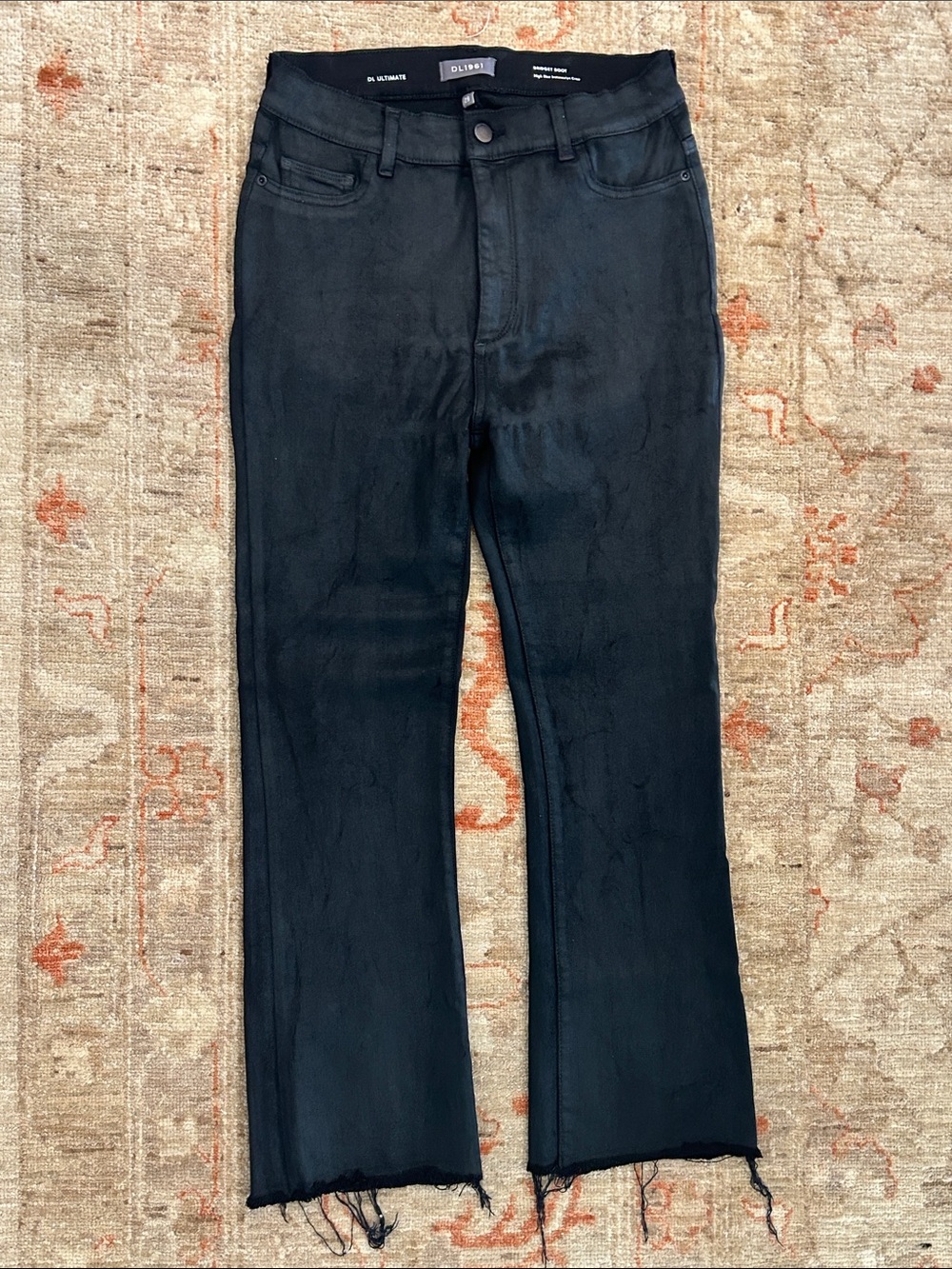 DL1961 Black High-Rise Raw Hem Jeans